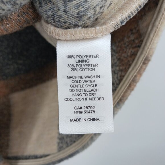 Joie Plaid Shacket Size Small Longline Gray Cream Tan Scandinavian Scandi Girl - Picture 6 of 9